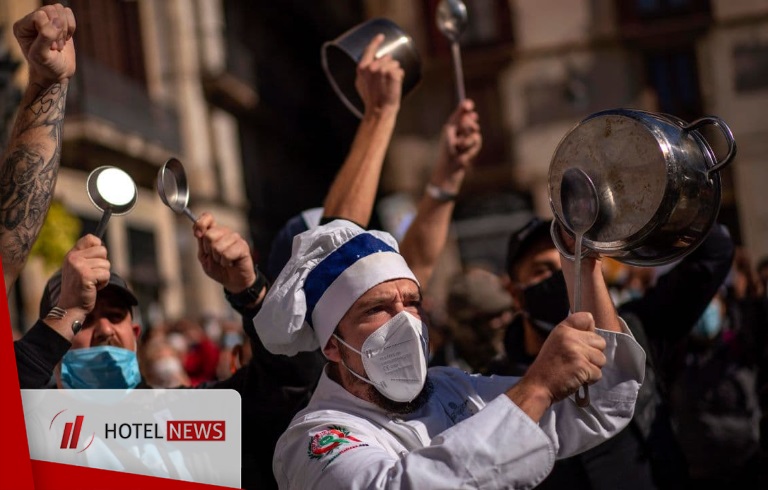 اعتراض رستوران‌داران شهر بارسلون به محدودیت‌های کرونایی در اسپانیا - تصویر 1