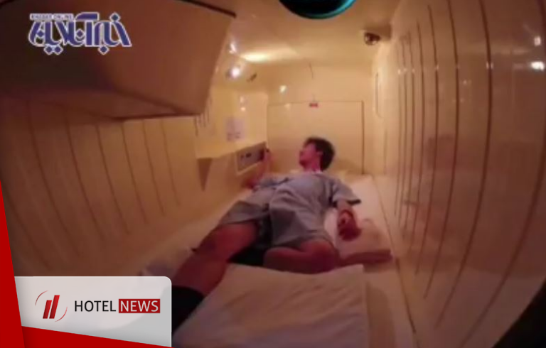 Japanese capsule hotel; one-bed rooms