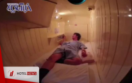 Japanese capsule hotel; one-bed rooms