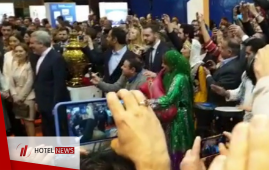 King and the Queen of Spain at the exhibition in Iran's division in Fitur International Exhibition of Spain