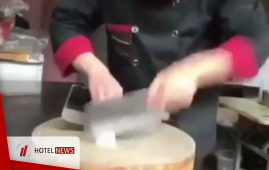 Using cleaver knife in a hotel in China 