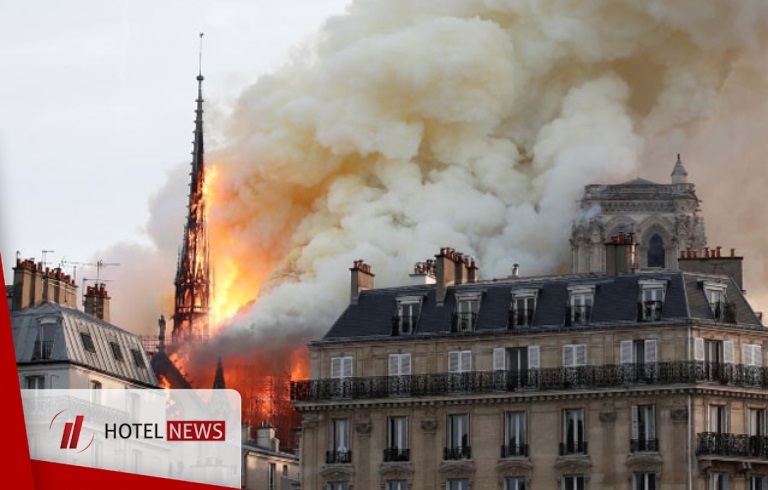 Historic Cathedral of Notre Dame on fire