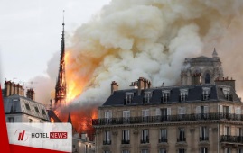 Historic Cathedral of Notre Dame on fire